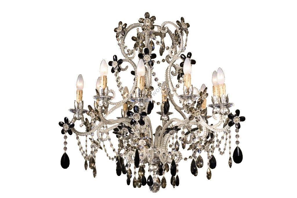 Mechini / Chandeliers / Coloured Bohemian Crystal and Clear Pearl Banding L269/10