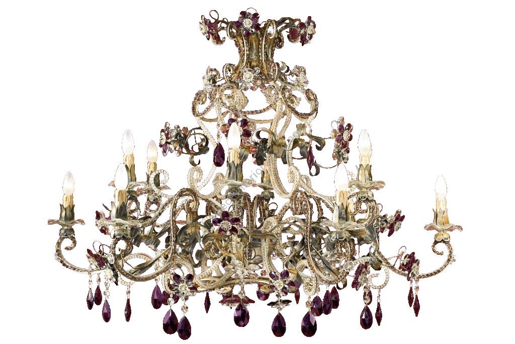 Mechini / Chandeliers / Coloured Bohemian Crystal & Murano Glass L273/12