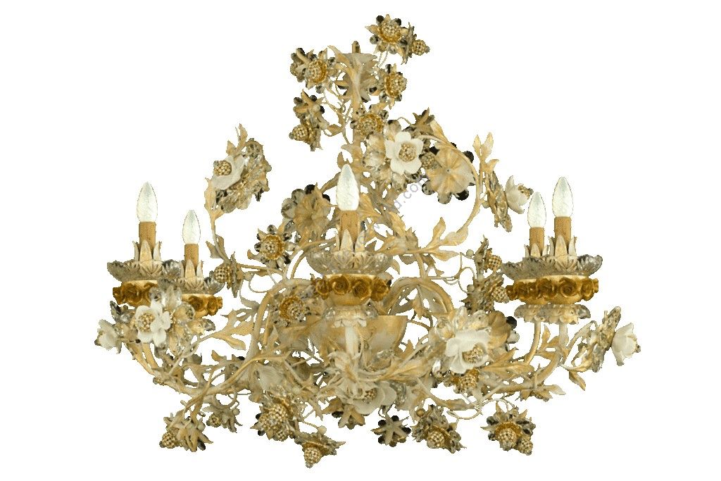 Mechini / Chandeliers / Clear Bohemian Crystal and Biscuit Ceramic L299/6