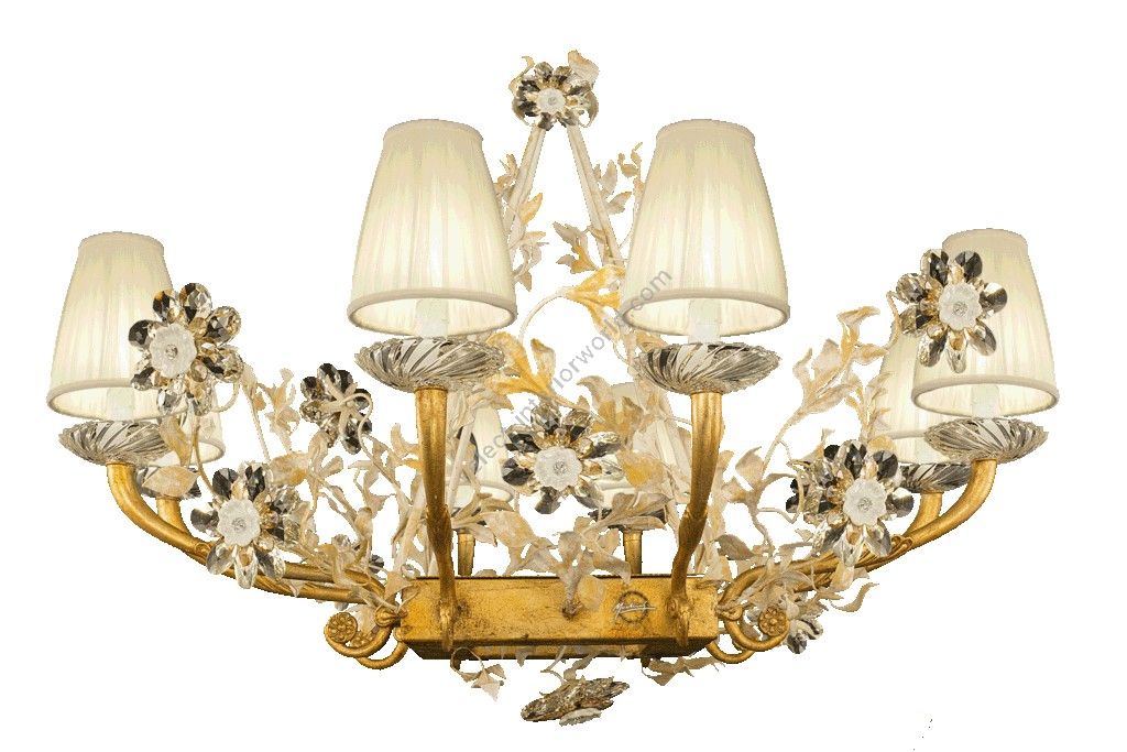 Mechini / Chandeliers / Bohemian Crystal and Porcelain & Silk Lampshades L313/8