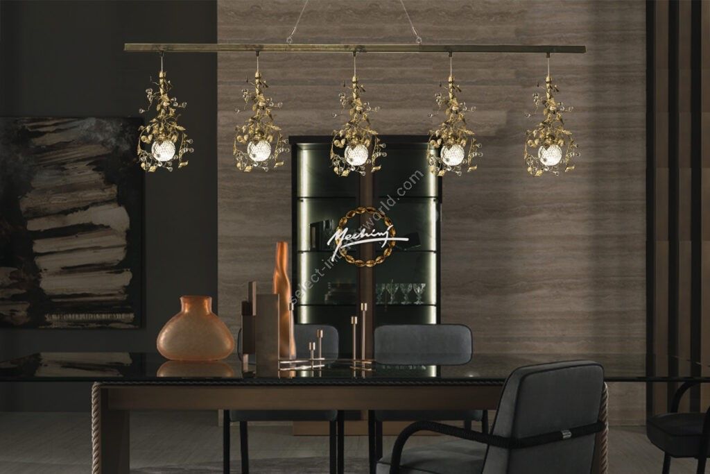 Mechini / Chandeliers / Wrought Iron with Clear Bohemian Crystal L319/5 Line