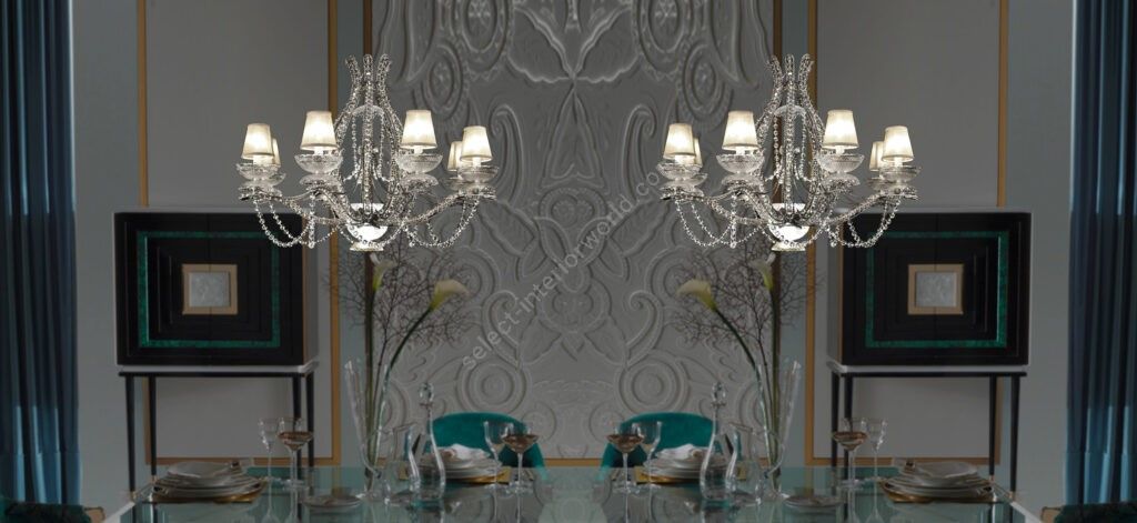 Mechini / Chandeliers / Clear Bohemian Crystal and Lamp Shades L340/8+3