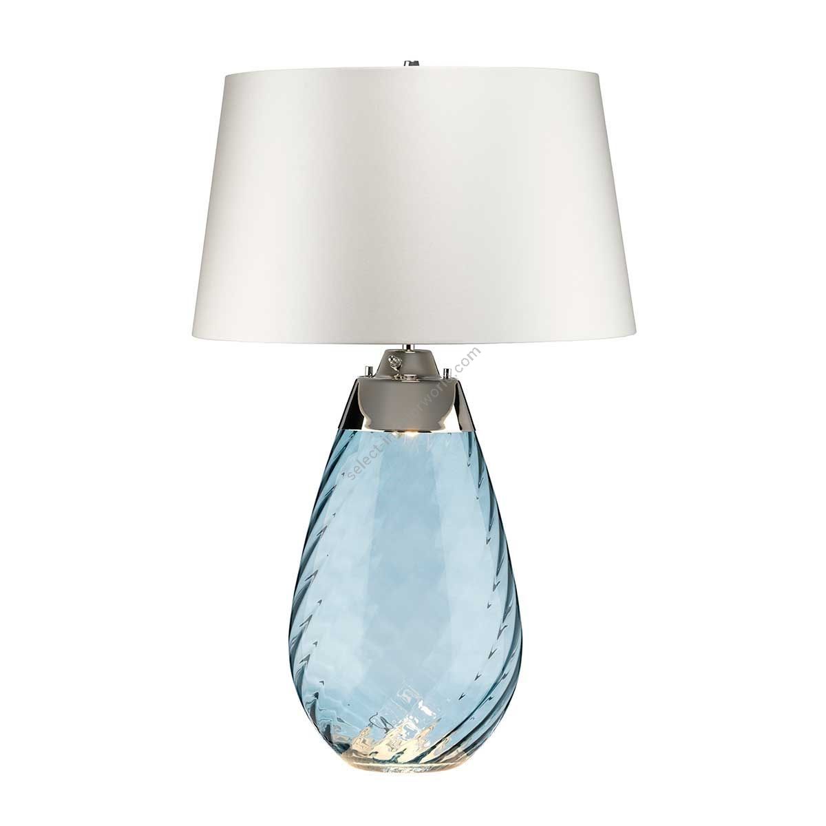 Elstead Lighting / Portable & Desk Lamps / Lena 2 Light Large Blue Table Lamp with Off-white Shade - Blue-tinted Glass / Off-White Shade