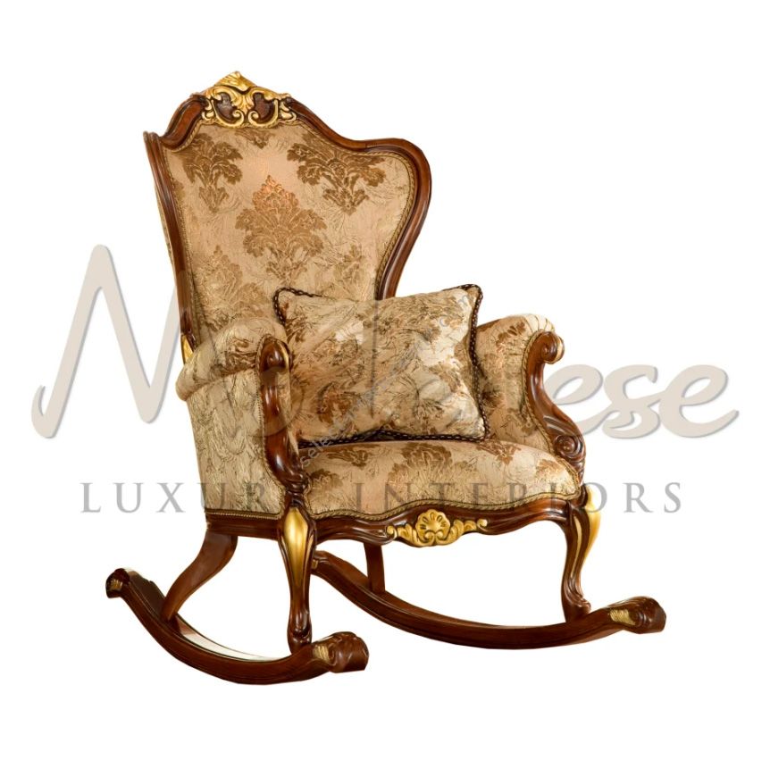 Modenese Luxury Interiors / Rocking Chair / Walnut and Gold 13432