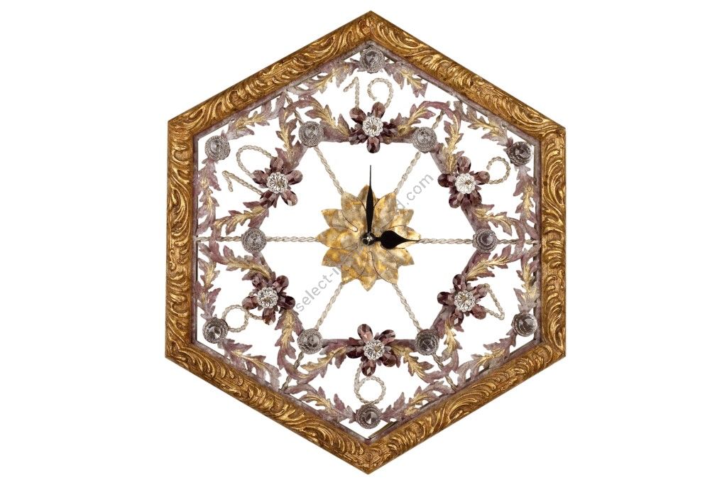 Mechini / Wall Clocks / Clear and Colored Bohemian Crystal Orologio Esagonale