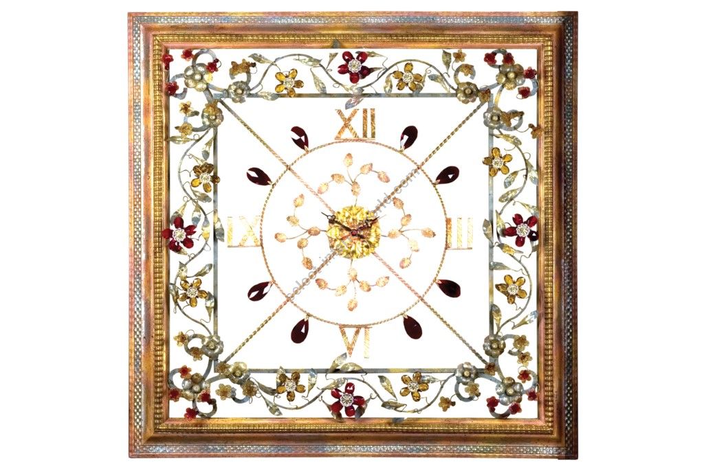 Mechini / Wall Clocks / Coloured Bohemian Crystal & Murano Glass Orologio Quadrato