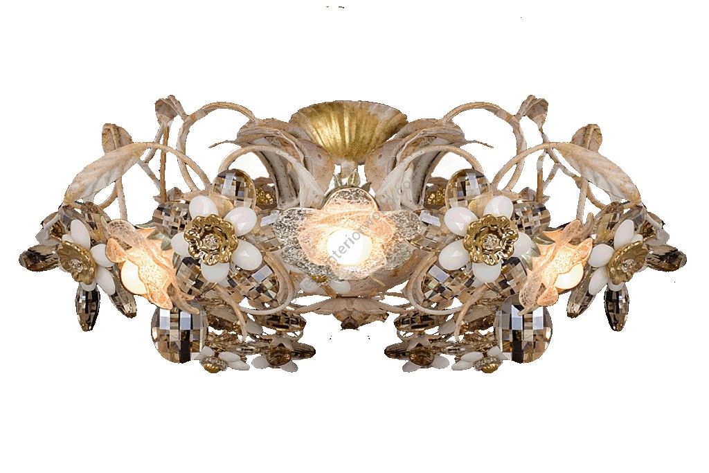 Mechini / Ceiling Lights / Coloured Bohemian Crystal and Coloured Pearl Banding P295/4