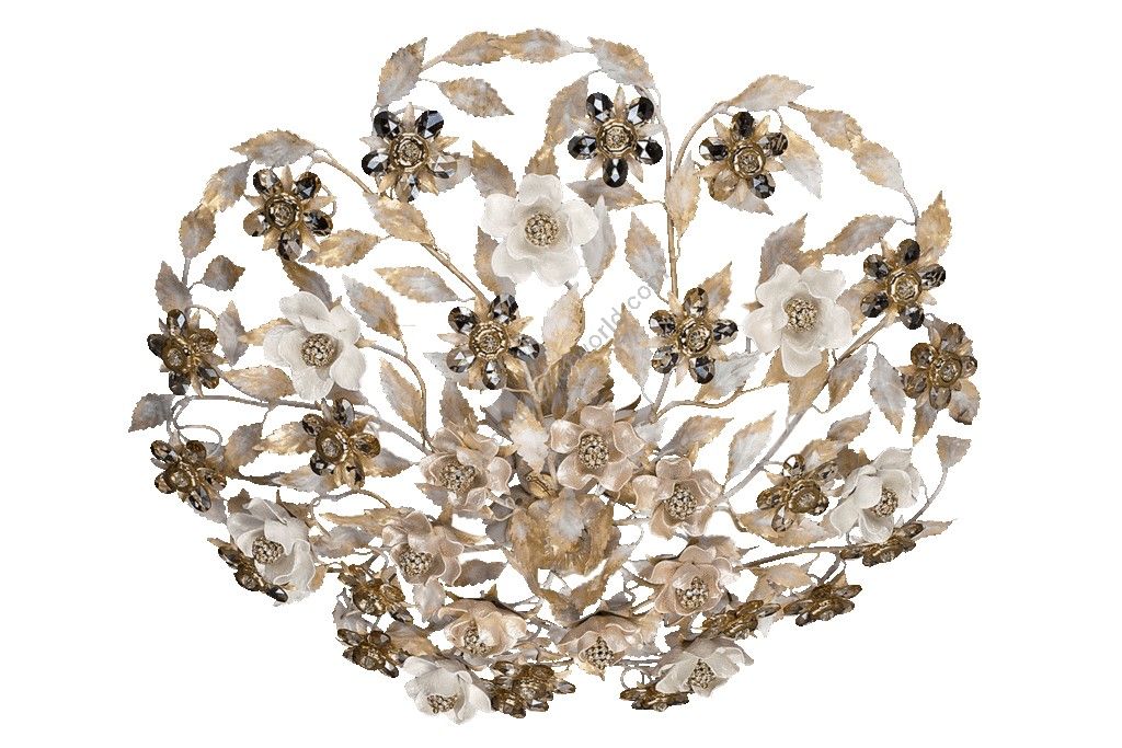 Mechini / Ceiling Lights / Coloured Bohemian Crystal and Ceramic Biscuit P366/7