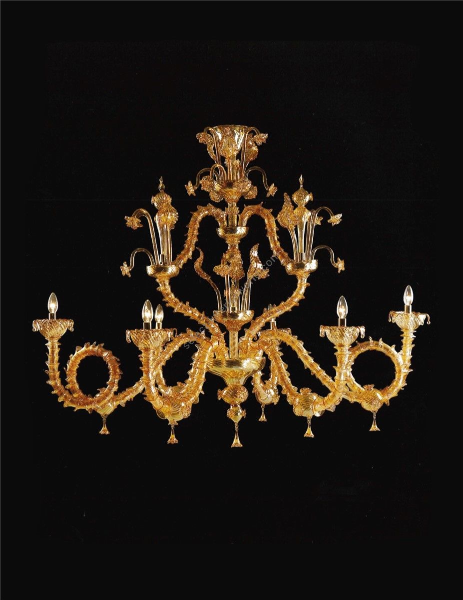 Italian Luxury Lighting / Chandeliers / Venetian Glass Amber 6-Light V7960 006