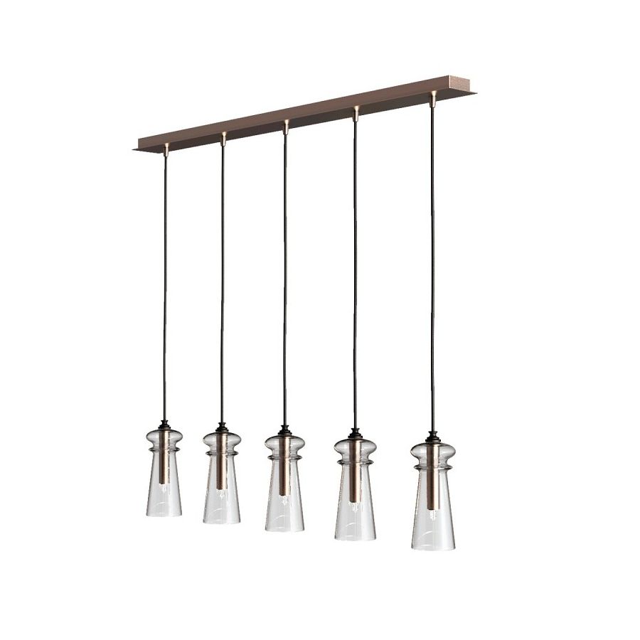 Pendant lamp / Brushed Copper – Matt Black finish / Transparent glass
