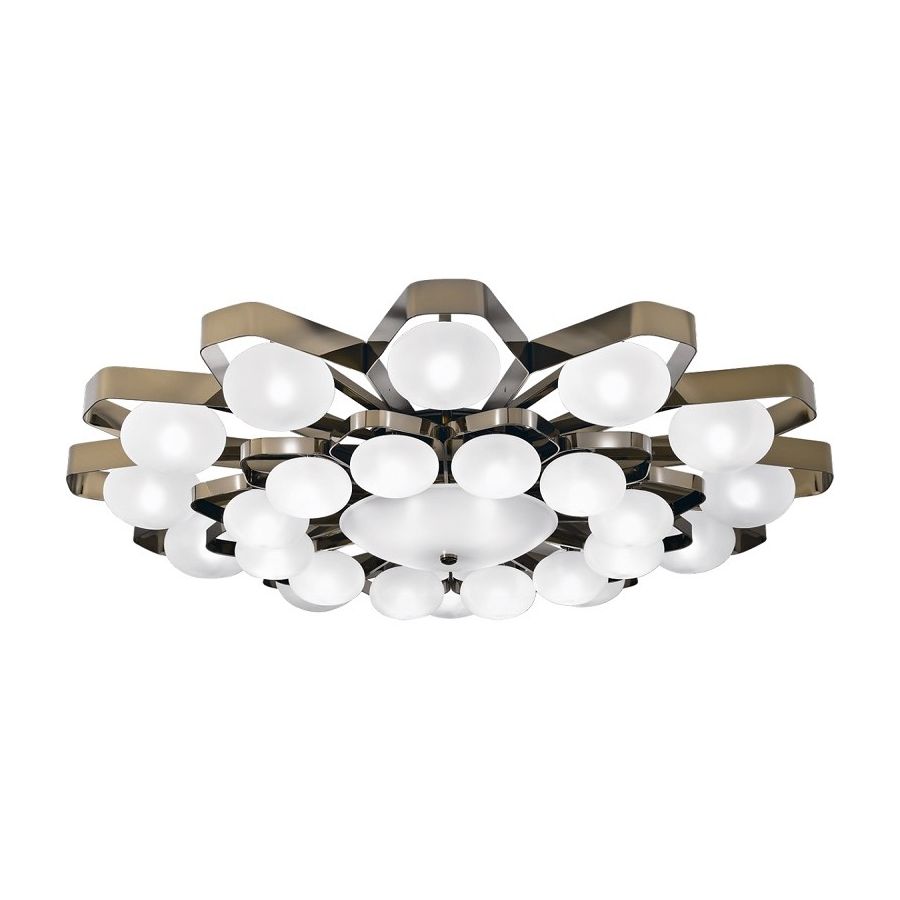 Ceiling led lamp / Gold Nickel finish / Satin glass / 28 lights (cm.: 27 x 140 x 140 / inch: 10.6" x 55" x 55")
