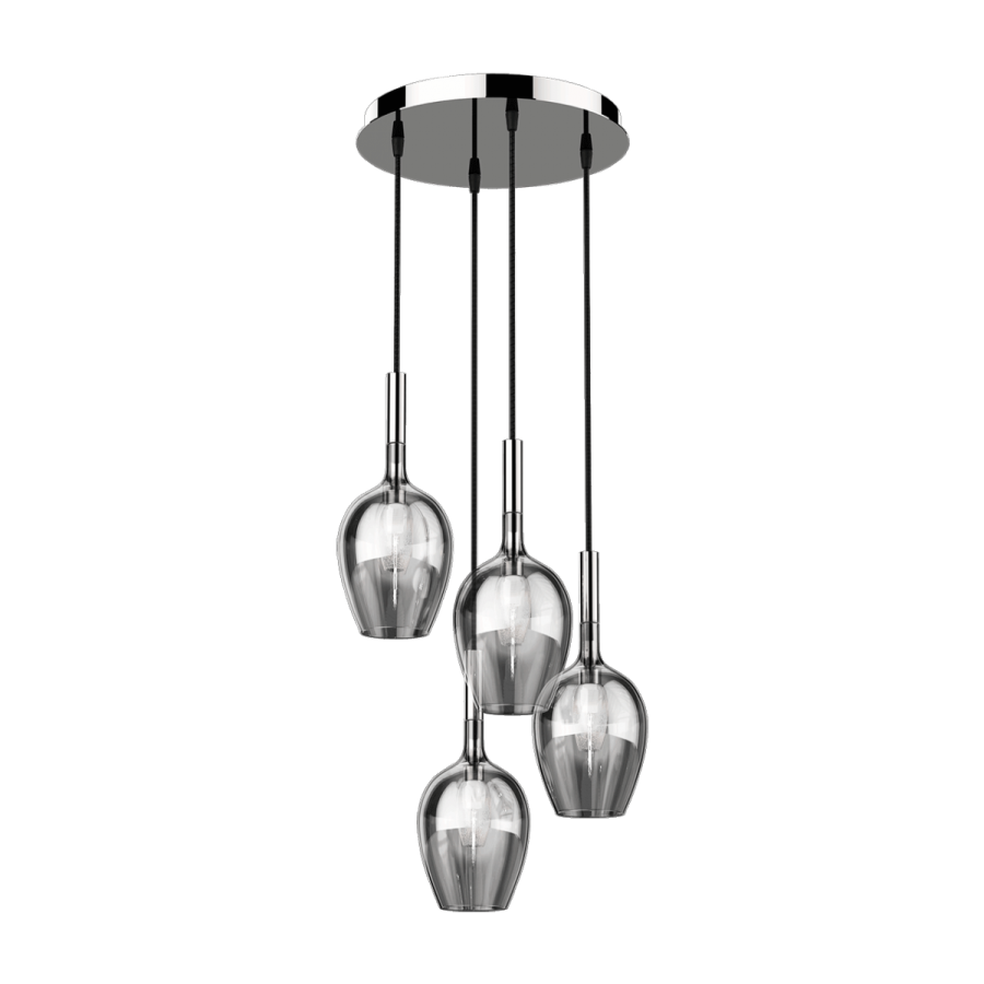 Pendant lamp / Chrome finish / Transparent glass colour / 4 lights