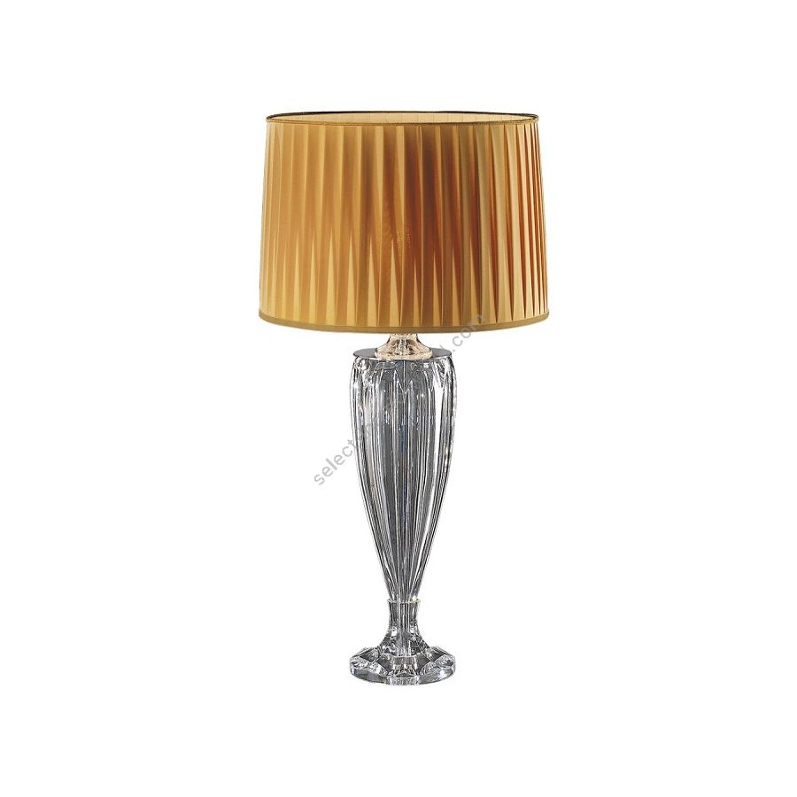 Table lamp / Chrome finish / Organza-amber fabric lampshade / Transparent glass