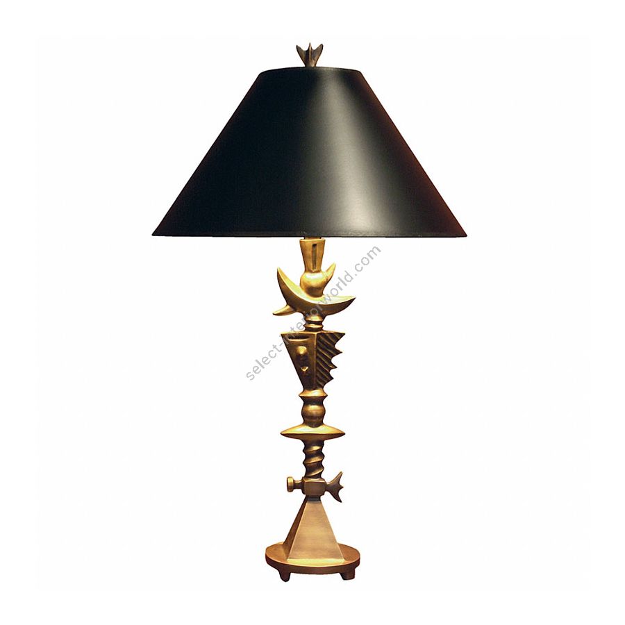 Natural patina finish / Black with gold liner lamp shade