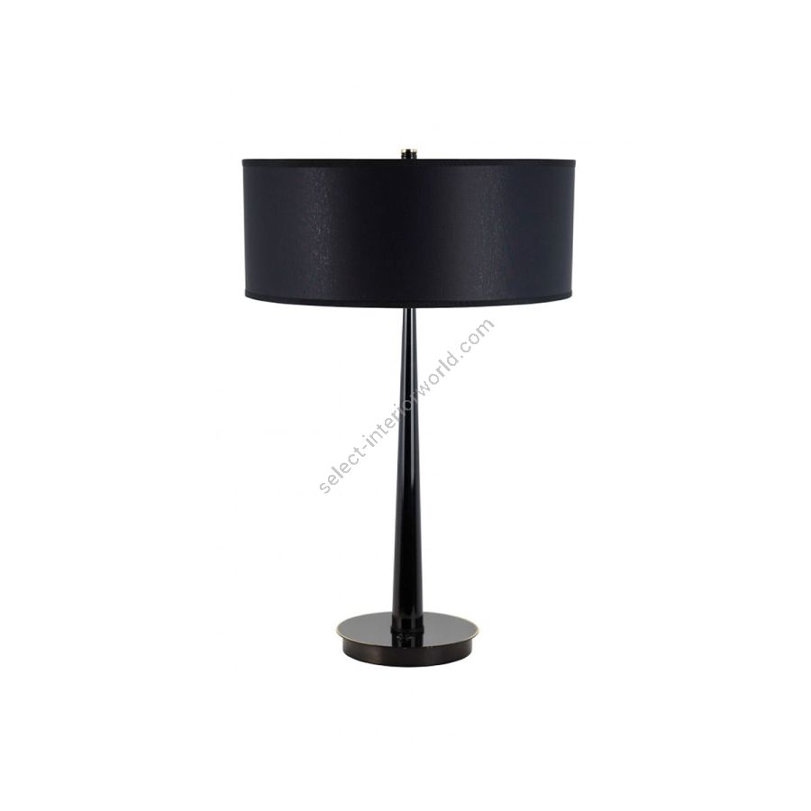 Table Lamp Japanese Style / Dark brushed bronze finish / Black fabric lampshade