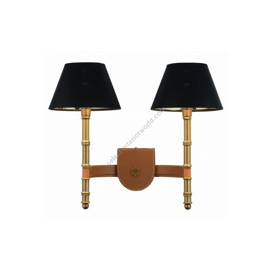 Aged brass finish with brown leather particulars