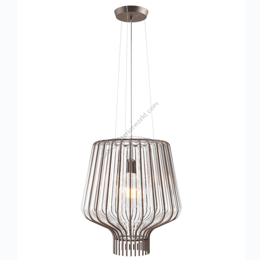 Rust finish, transparent glass lamp