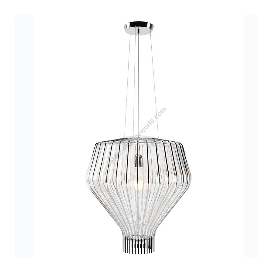 Chrome finish, transparent glass lamp