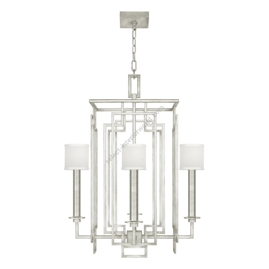 Silver Leaf / White Fabric Shades - 889040-41