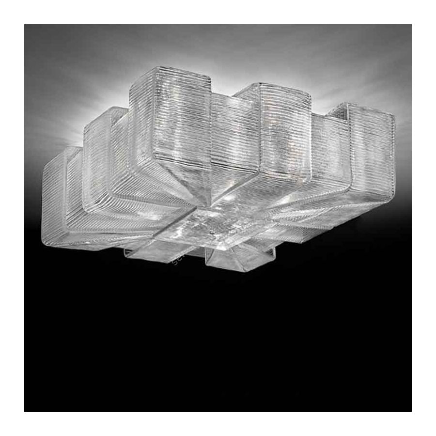 Chrome finish / Clear Overlap glass color / 4 lights (cm.: 30 x 55 x 55 / inch.: 11.81" x 21.65" x 21.65")