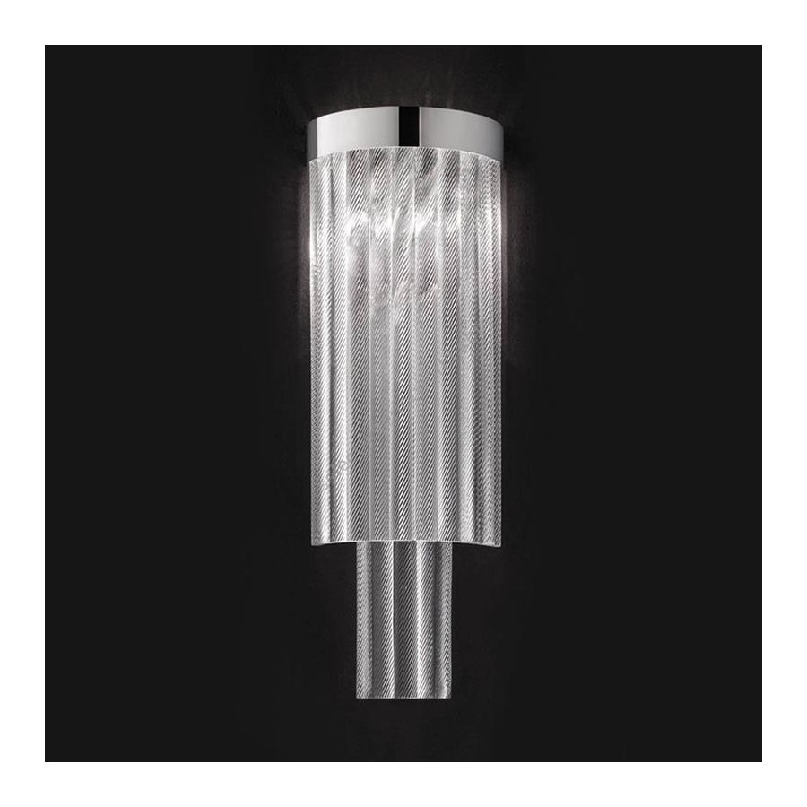 Chrome finish / Clear glass colour / Cut T90 type of glass / cm.: 72 x 28 x 28 / inch.: 28.35" x 11.02" x 11.02"