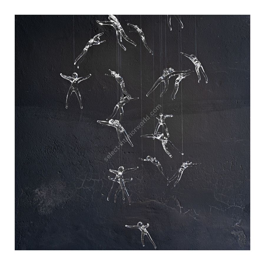 Finish Brushed Nickel, Model Zava 18 angels (cm.: 190 x 55 x 55 / inch.: 74.8" x 21.6" x 21.6")