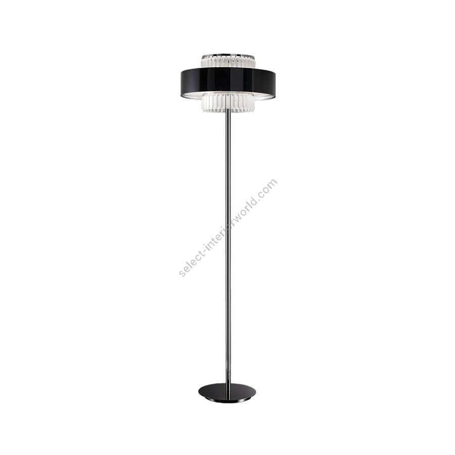 Floor lamp / Chrome finish / Black metallic foil lampshade