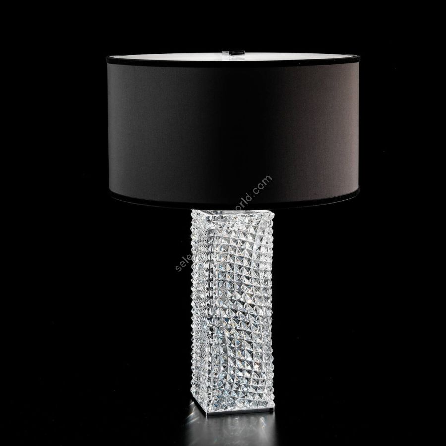 Table lamp / Transparent crystal glass / Black fabric lampshade
