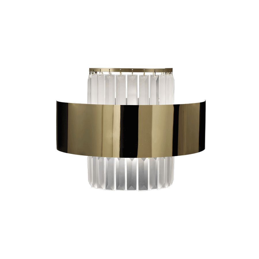 Wall lamp / Satin Gold finish / Gold metallic foil lampshade