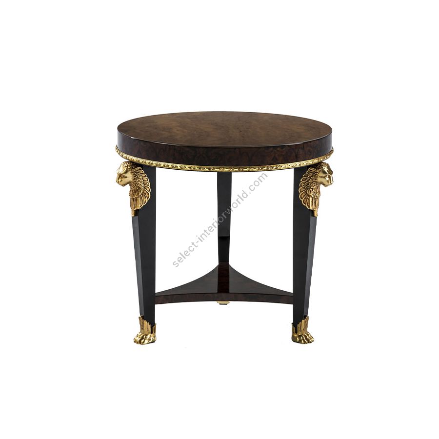 Side table / Walnut wood / Antique Gold Plated finish
