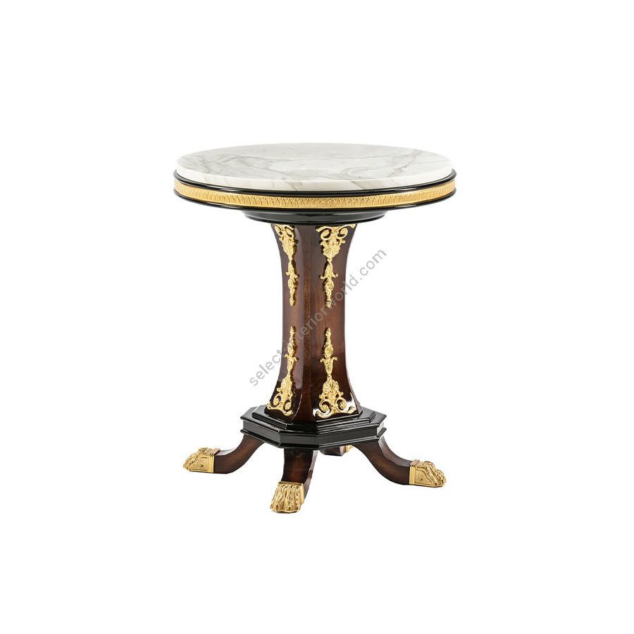 Side table / Shadowed American Mahogany wood / Antique Gold Plated finish