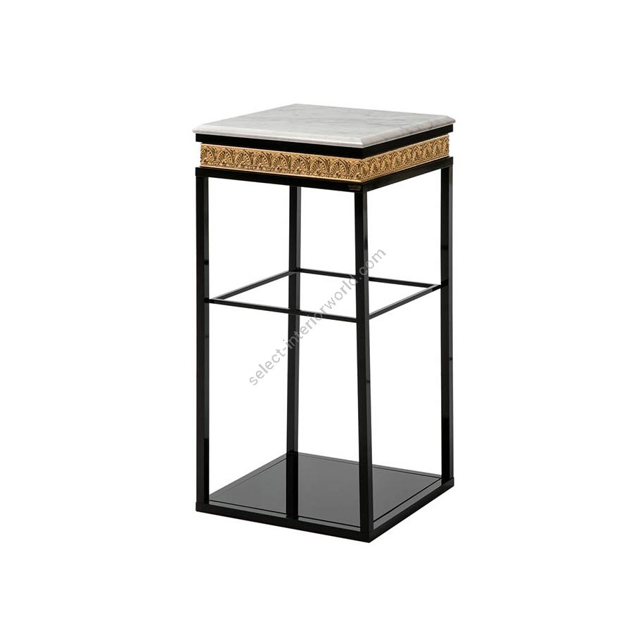 Pedestal table / Black wood / Antique Gold Plated finish