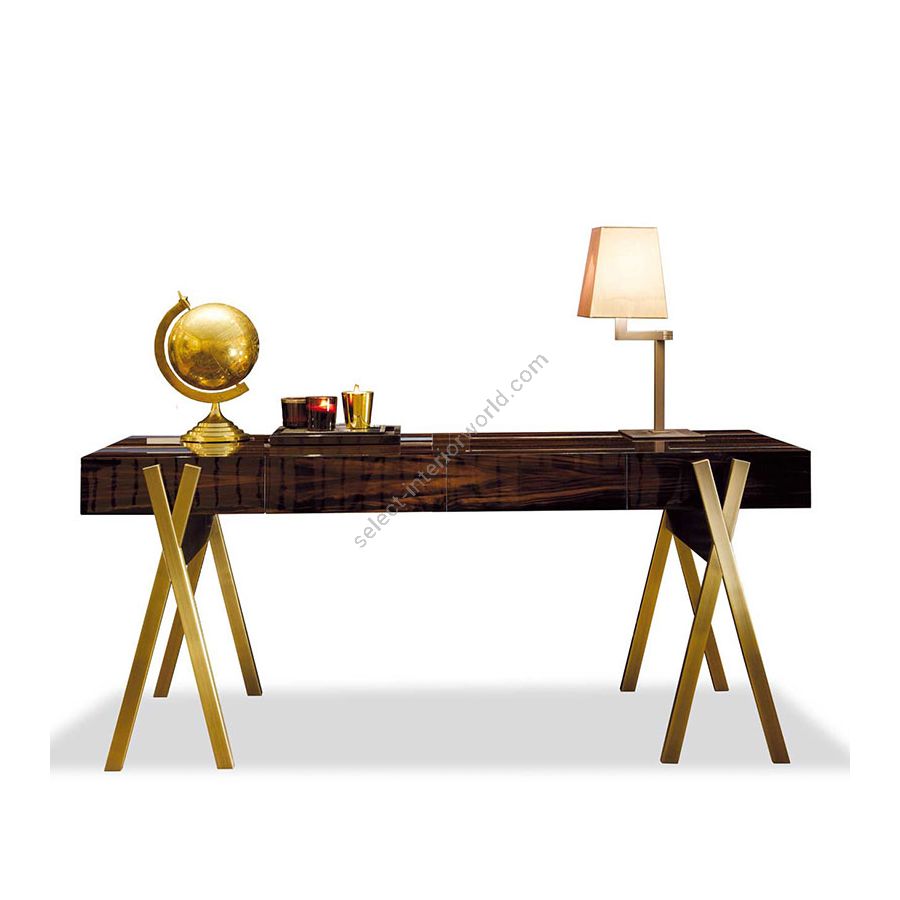 Finish Gloss Brass Plated, Top Gloss Makassar Ebony
cm.: 78 x 182 x 70 / inch.: 30.7" x 71.65" x 27.5"