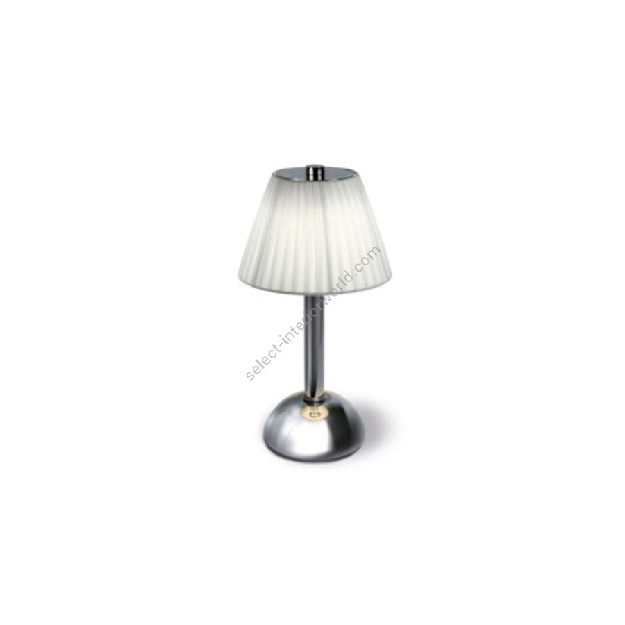 Rechargeable table lamp / Chrome finish / Creponne Bianco lampshade colour