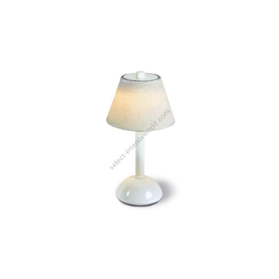 Rechargeable table lamp / White finish / Lino Bianco lampshade colour