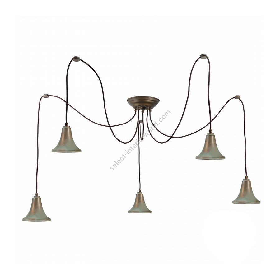 Aged brass copper-coloured finish / 5 lights