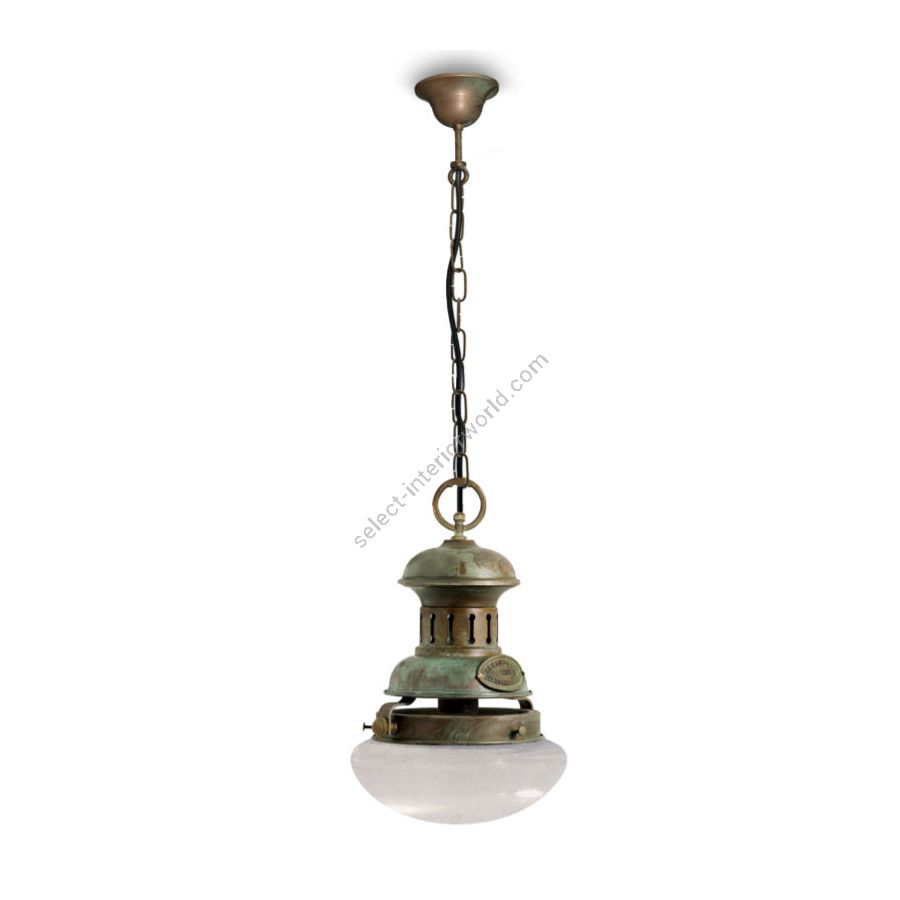 Indoor pendant lamp / Aged brass finish / cm.: 94 (H1+H2) x 25 x 25 / inch.: 37.01 (H1+H2) " x 9.84" x 9.84"
