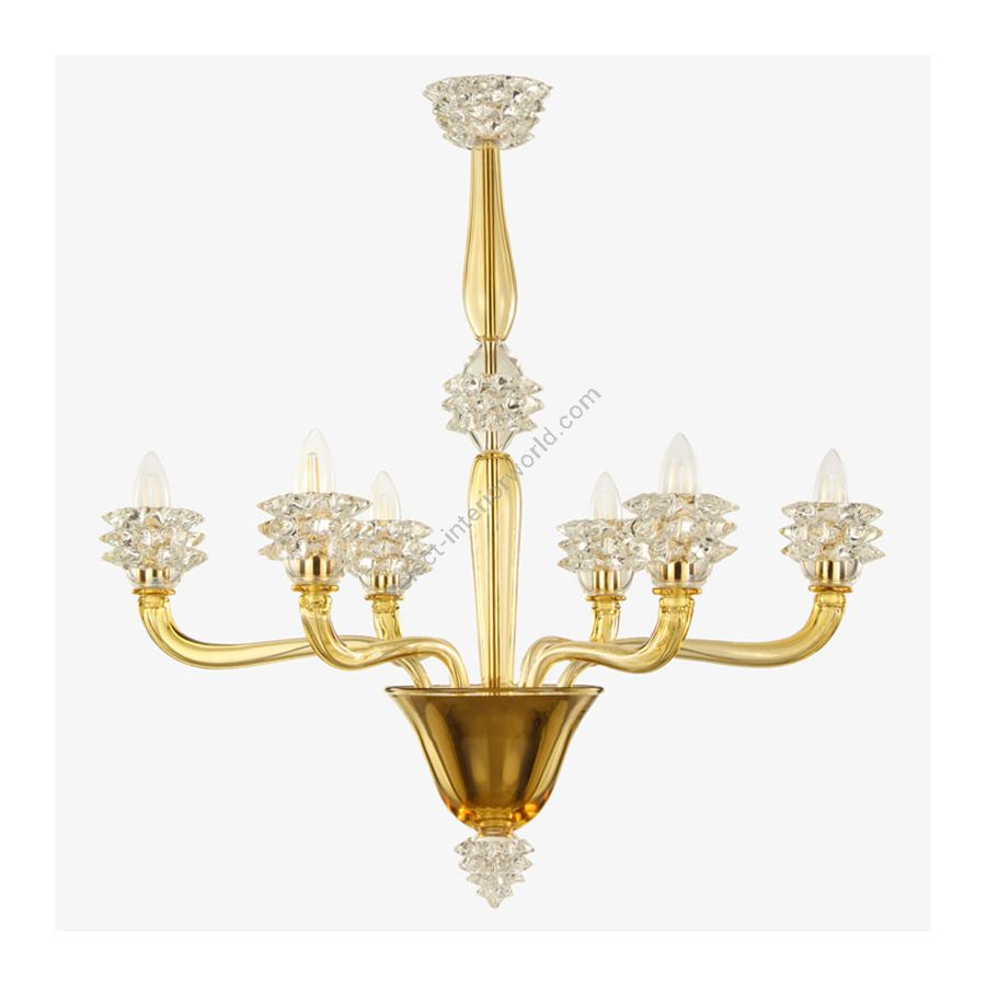 Acacia with Clear Glass / 6 lights (cm.: 90 x 75 x 75 / inch.: 35.43" x 29.52" x 29.52")