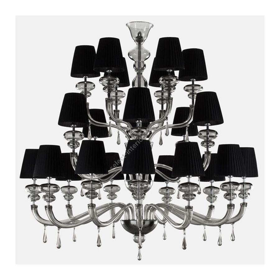 Gray Glass / Black Lampshade, 24 lights (cm.: 130 x 130 x 130 / inch.: 51.18" x 51.18" x 51.18")