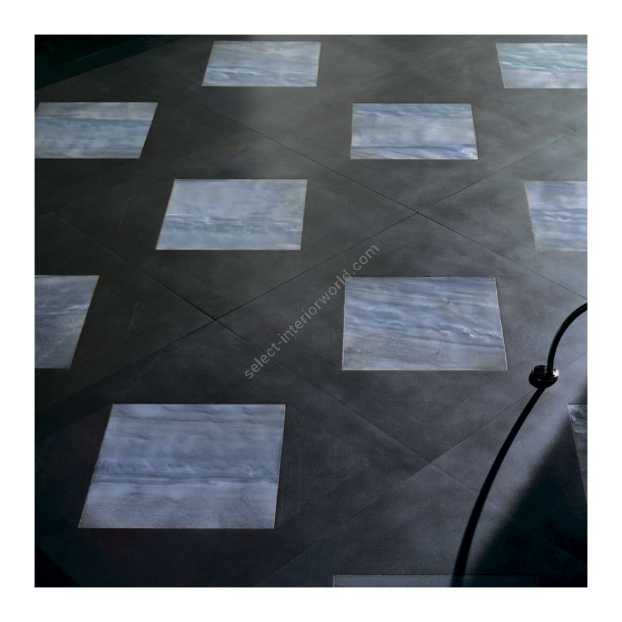 Wood Finish: Walnut Grey; Marble Finish: Light Blue