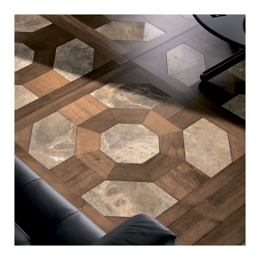 Wood Finish: Walnut; Marble Finish: Grey