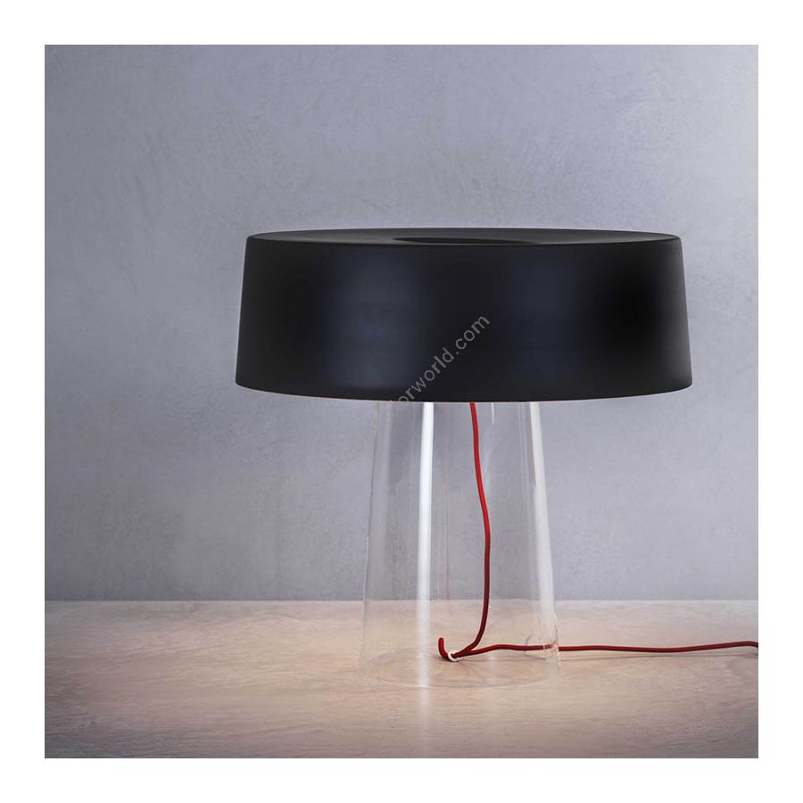 Opal black lampshade / Red cable