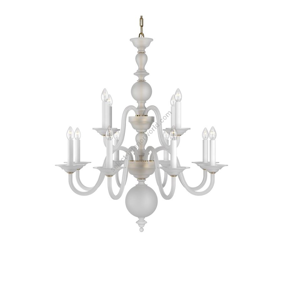 Polished Brass Finish / Crystal Frosted color of Glass / 12 lights (cm.: H 98 x W 88 / inch.: H 38.6" x W 34.6")
