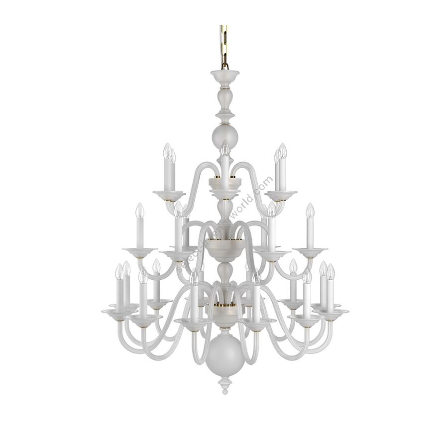 Polished Brass Finish / Crystal Frosted color of Glass / 24 lights (cm.: H 131 x W 99 / inch.: H 51.6" x W 39")