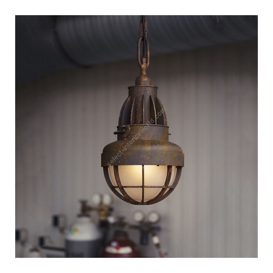 Suspension lamp / Steampunk finish / Clear frosted glass