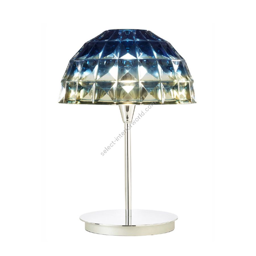 Chrome finish, Turquoise glass