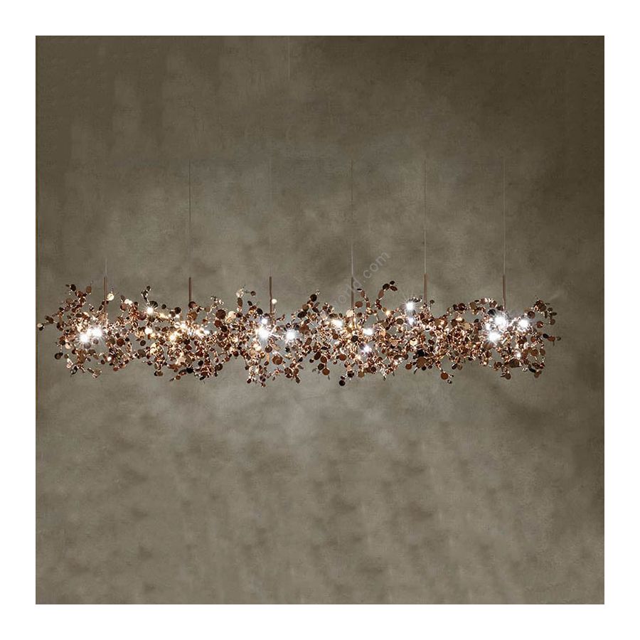 Suspension lamp / Rose gold finish / cm.: 190 x 195 x 40 / inch.: 74.8" x 76.8" x 15.7"