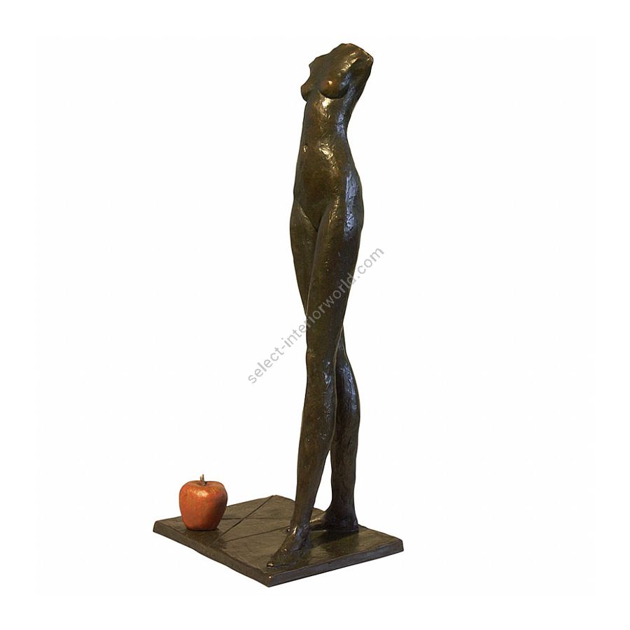 Green / Brown patina finish with polychromed apple