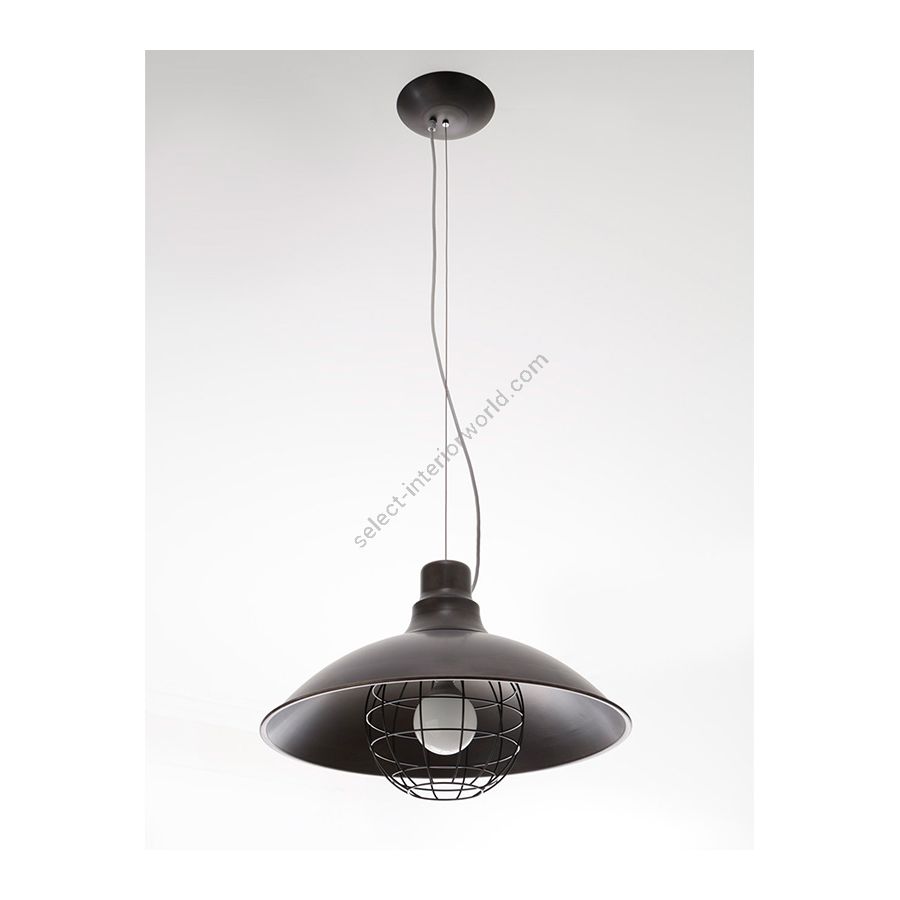 Suspension lamp / With grid / Jet black finish / Mouse grey cable
