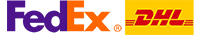 Logos of international delivery services including DHL and FedEx